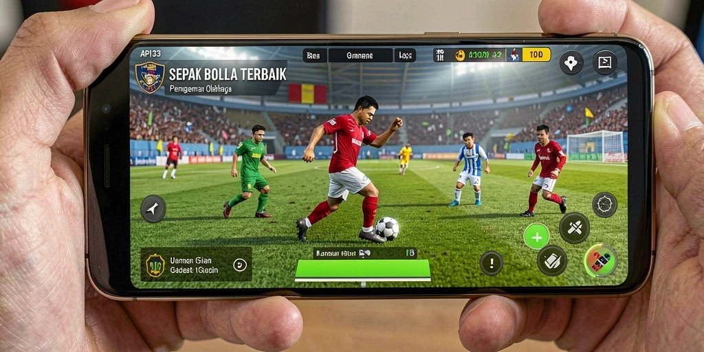Screenshot API33 yang menunjukkan momen seru dalam permainan sepak bola.