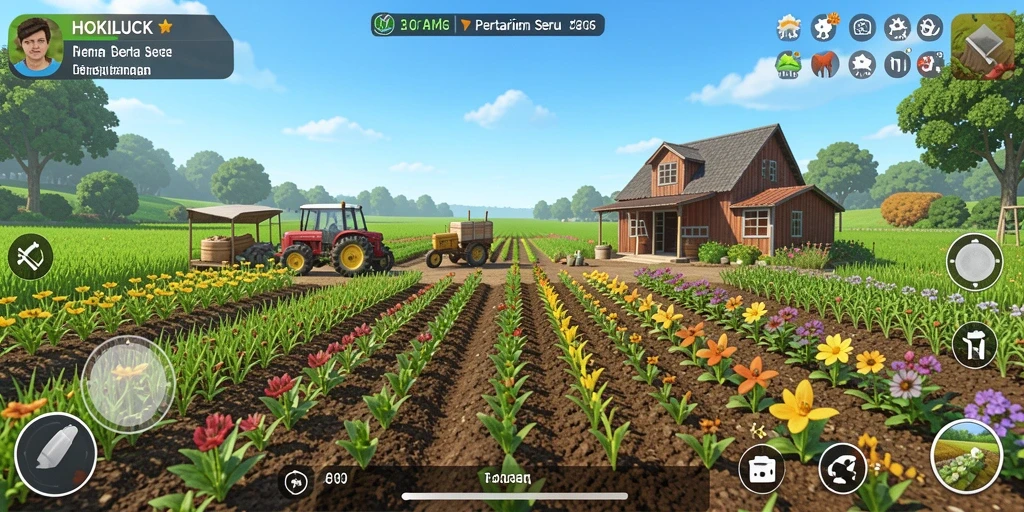 Tampilan gameplay HOKILUCK yang menarik saat bertani.