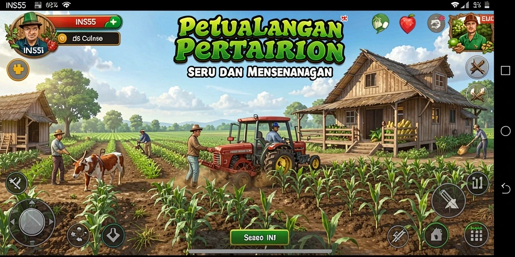 Gameplay INS55 memperlihatkan berbagai aktivitas bertani yang menarik.