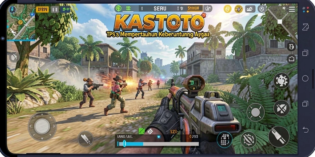 Tampilan gameplay seru dalam KASTOTO dengan aksi TPS yang mendebarkan.
