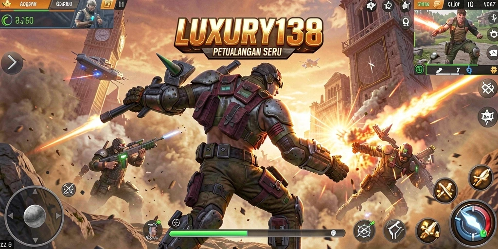 Screenshot menampilkan pertarungan seru dalam game LUXURY138 dengan karakter-karakter yang beraksi.