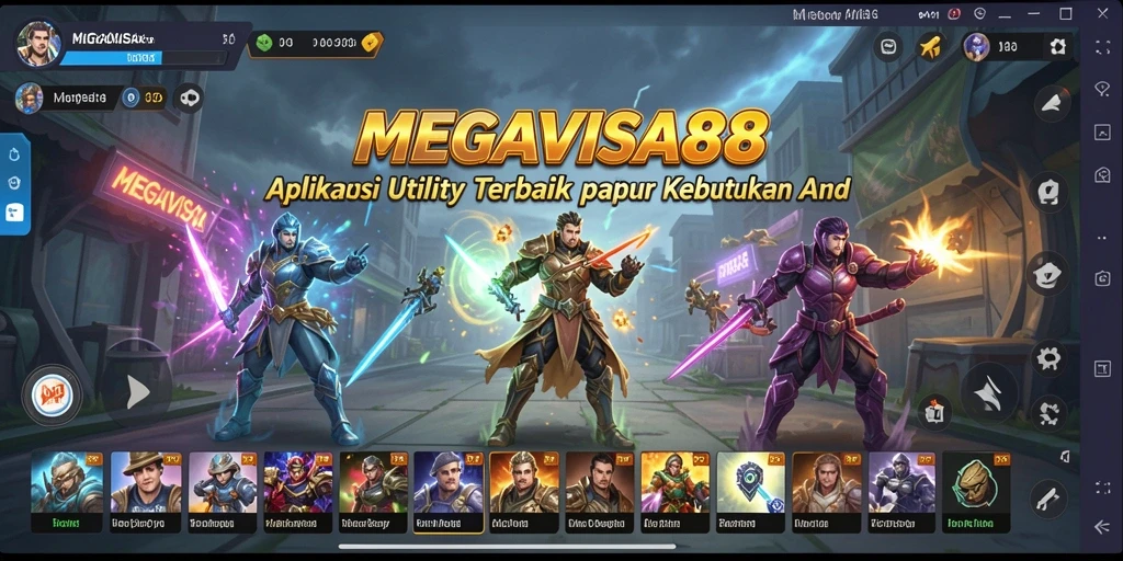Tampilan utama MEGAVISA88 dengan fitur-fitur aplikasi Utility.
