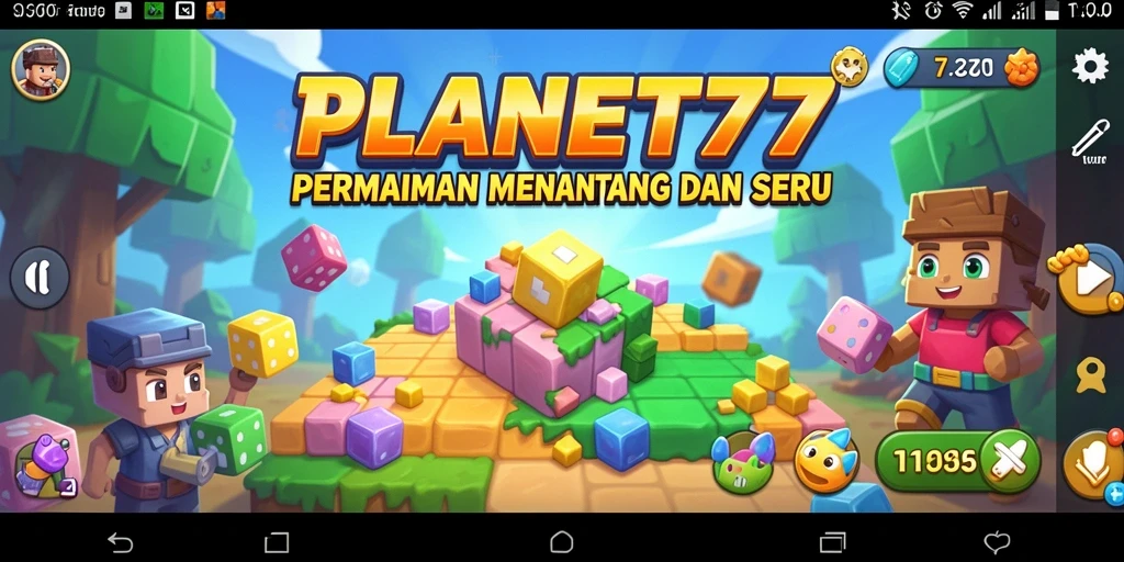 Tampilan gameplay menantang di PLANET77 dengan berbagai teka-teki menarik.