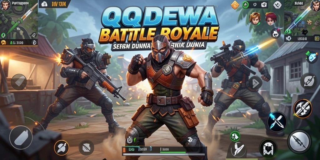 Screenshot utama QQDEWA menunjukkan intensitas pertarungan petarung dalam arena Battle Royale.