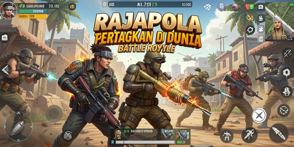 Gameplay RAJAPOLA yang seru di medan tempur Battle Royale.