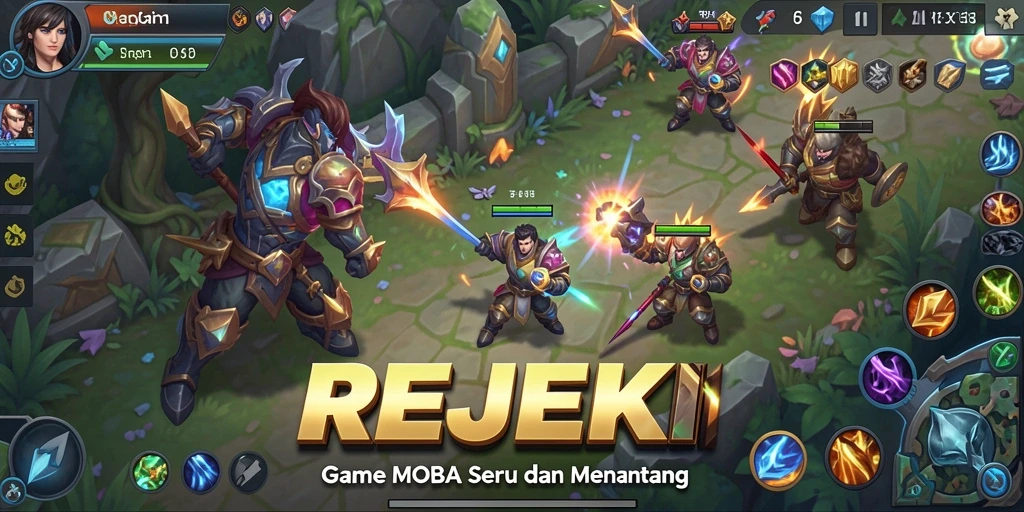 Tampilan gameplay mendebarkan dari game MOBA REJEKI.