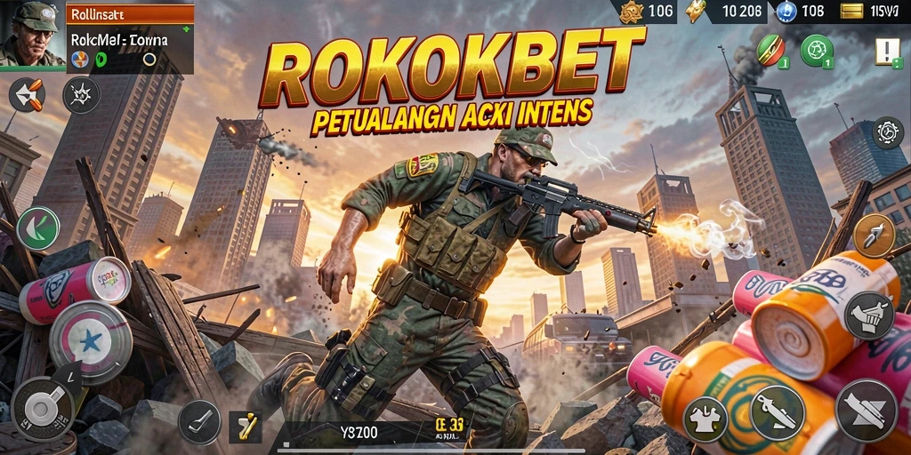 Tampilan gameplay ROKOKBET yang penuh aksi dan kekuatan adrenalin.