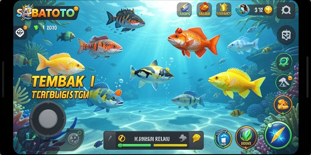 Tampilan game SABATOTO menunjukkan aksi menembak ikan yang seru.