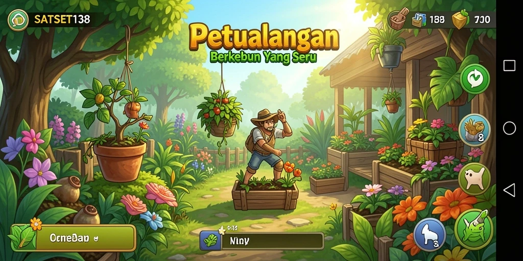 Tampilan menarik dari gameplay berkebun di SATSET138.