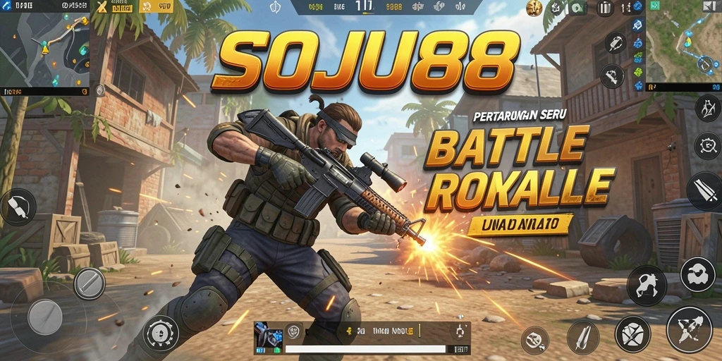 Screenshot gameplay seru dalam pertarungan Battle Royale.