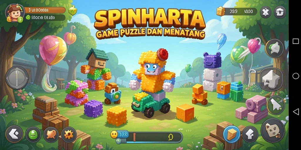 Screenshot gameplay SPINHARTA yang menampilkan tantangan puzzle.