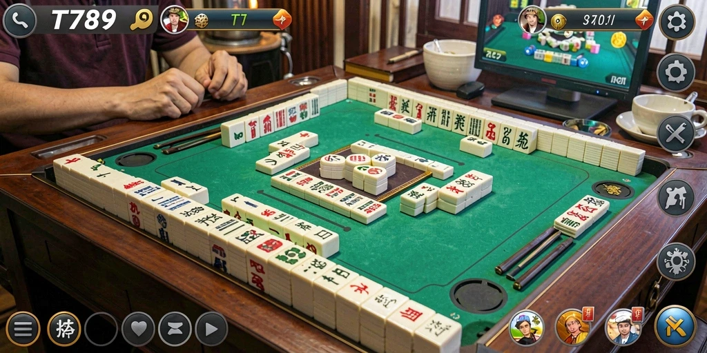 Screenshot gameplay TT789 menampilkan suasana seru permainan Mahjong.